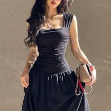 WhereMery Elegant Slip Long Dresses Sexy Women Ruched Bodycon Solid Maxi Dress Spring Y2K Summer Temperament High-waist Vestidos